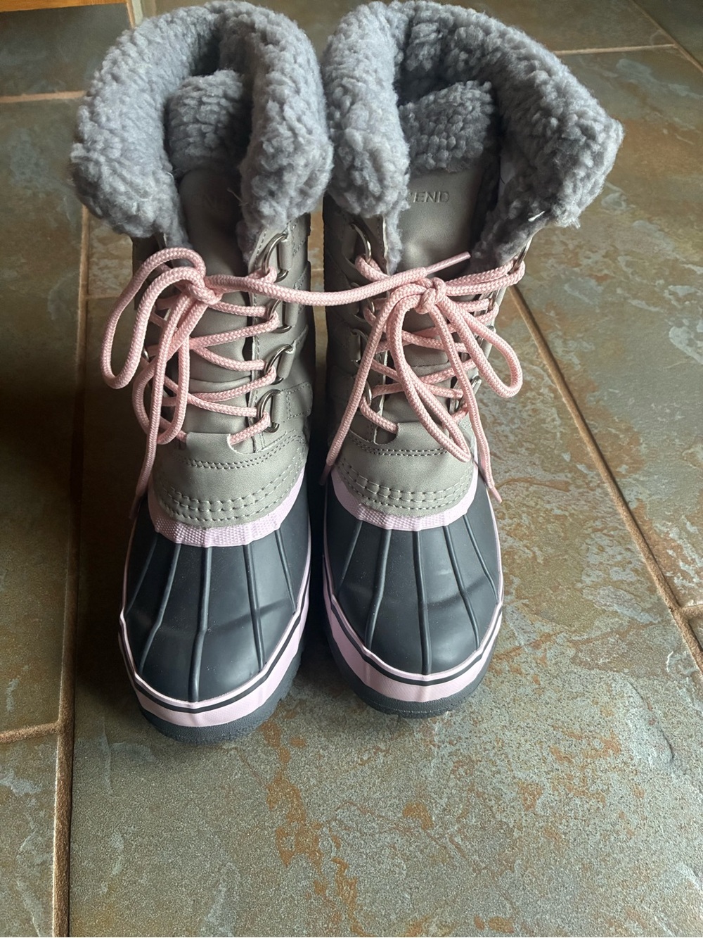 Lands' End Kids Gray and Pink Winter Boots